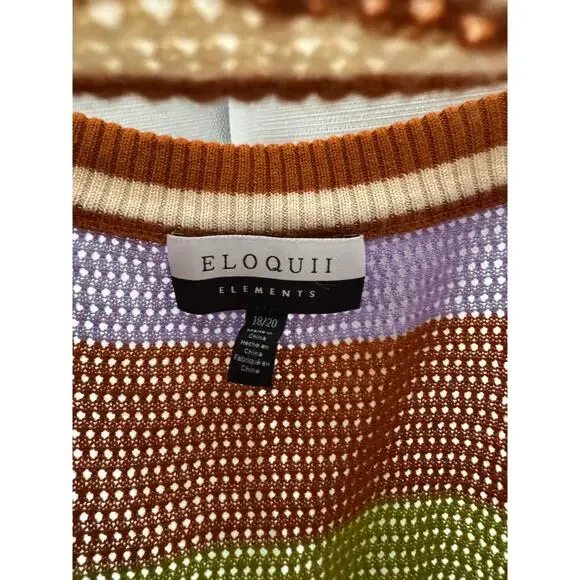 Eloquii Crochet Knit Tank 18/20 Striped Boho Peplum Cottagecore Festival Top - Picture 5 of 5